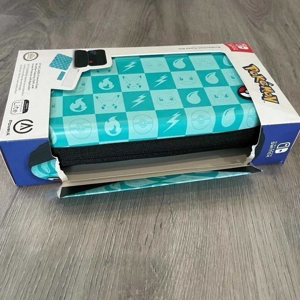 Pokemon Protection Case Kit for Nintendo Switch Lite Turquoise Checkered